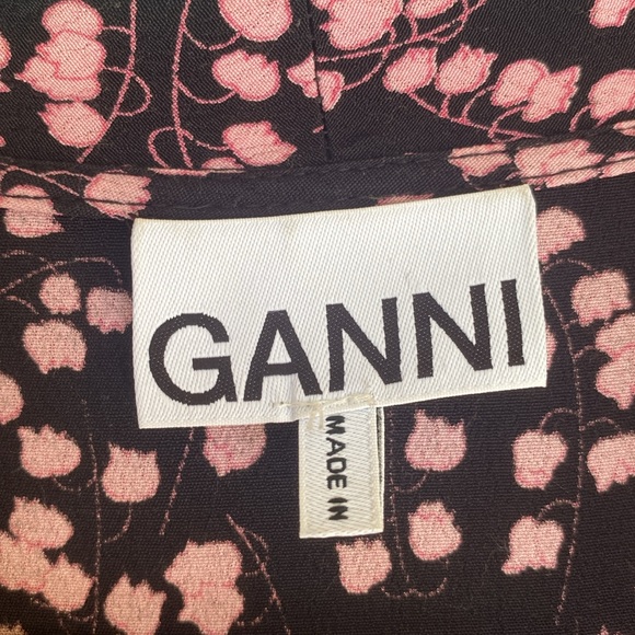 GANNI black and pink floral wrap midi dress one size fits all - Picture 9 of 11